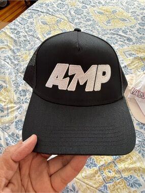 AMP Embroidered Black Trucker Hat